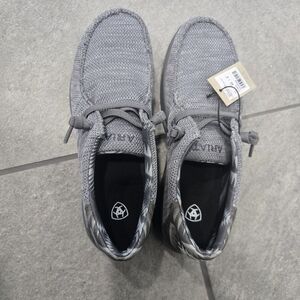 Ariat Mens HiLo Stretch Lace Casual Shoes US 10Light Heather Gray Aztec Moc Shoe